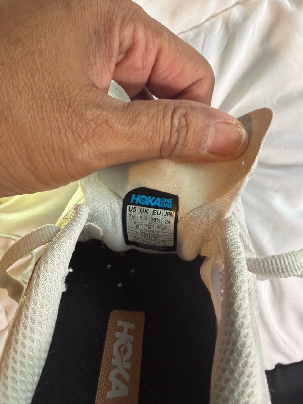Hoka Men's Light Beige Running Sneakers with Tan Logo - Picture 7 of 7